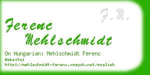 ferenc mehlschmidt business card